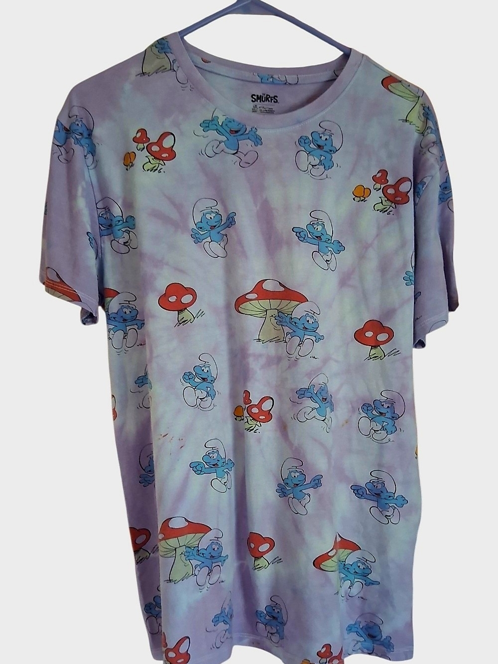 Smurfs Purple Tie-Dye Graphic Short Sleeve Tee